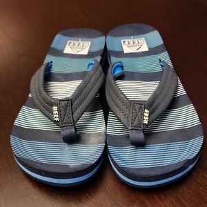 Reef Kids Striped Navy and Blue Flip Flops